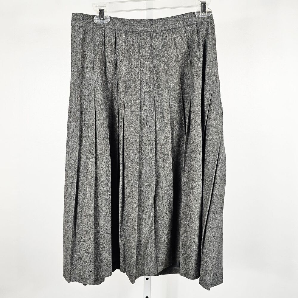 Vintage Damaged Distressed Evan Picone Pleated Gray Size 14 Wool Skirt ILGWU